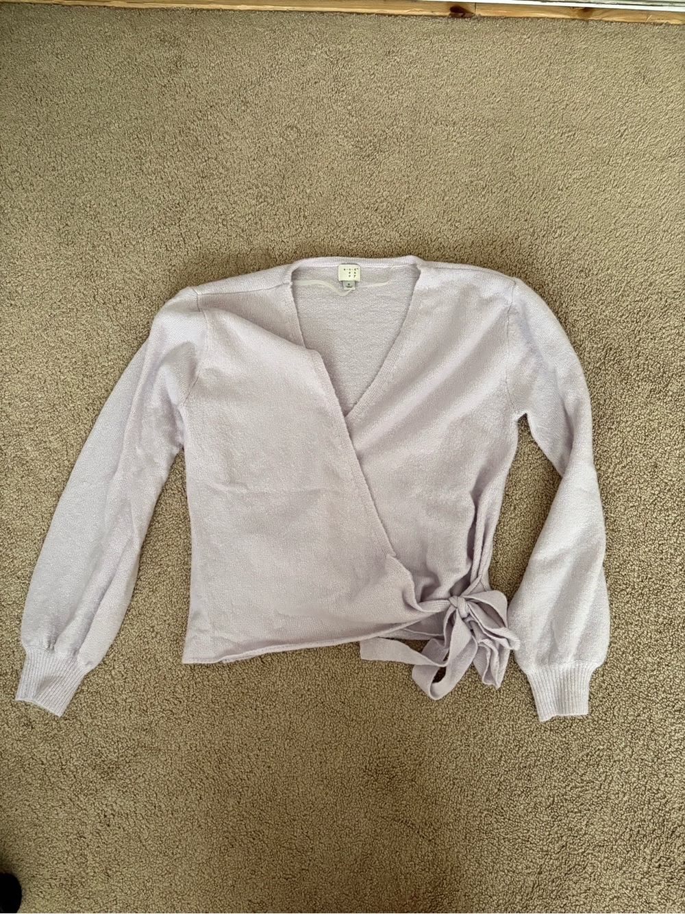 a new day Lavender Wrap V-Neck Sweater with Side Tie